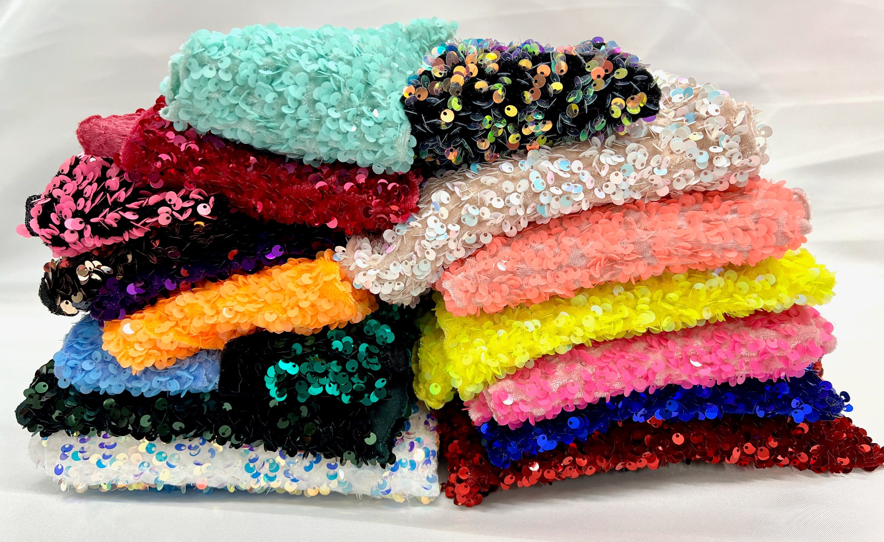 Sequins Color River 3 VARIOUS COLORS Sequins on Polyester Stretch Velvet Fabric ...