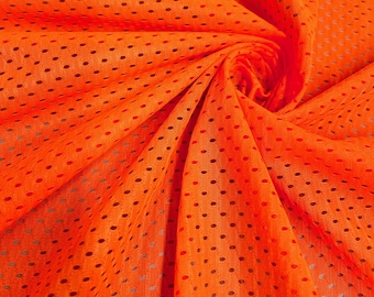 Sawyer NEON ORANGE Polyester Football Sports Mesh Knit Fabric by the Yard