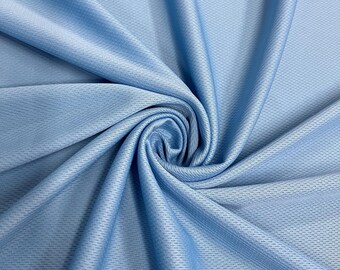 Mikaela DUSTY BLUE Polyester Dimple Sports Mesh Knit Fabric by the Yard