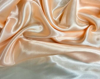 Mara Pfirsichfarbener Polyester-Charmeuse-Satin-Stoff in großen Mengen für Brautkleider, Abendkleider, Bekleidung, Futterstoffe, Partydekoration, Kostüme, Bastelarbeiten