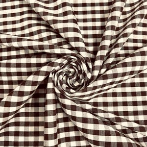 Carly BROWN Mini Checkered Gingham Poly Cotton Fabric by the Yard - 10114