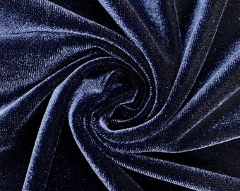 Princess NAVY BLUE Polyester Spandex Stretch Velvet Fabric for Bows, Topknots, Headwraps, Scrunchies, Clothes, Costumes, Crafts - 10001