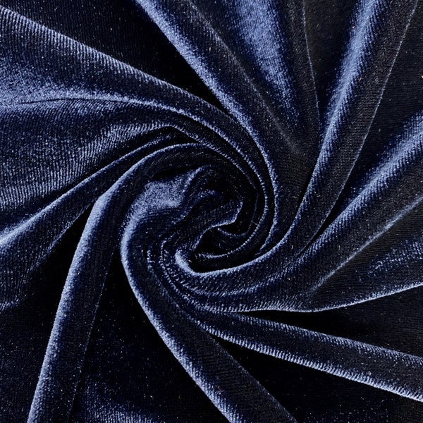 Princess NAVY BLUE Polyester Spandex Stretch Velvet Fabric for Bows, Topknots, Headwraps, Scrunchies, Clothes, Costumes, Crafts - 10001