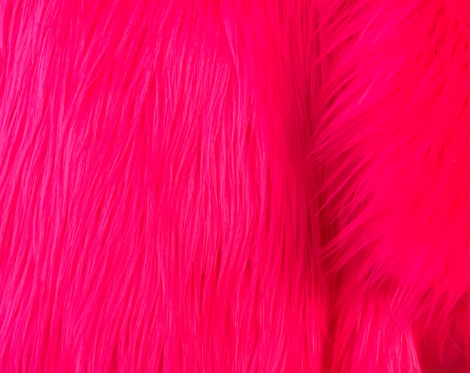 Neon Pink Luxury Shag Faux Fur Fabric by the Yard 60