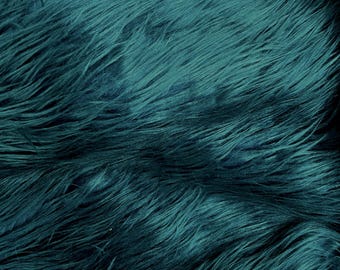 Eden DARK TURQUOISE-B Shaggy Long Pile Soft Faux Fur Fabric for Fursuit, Cosplay Costume, Photo Prop, Trim, Throw Pillow, Crafts