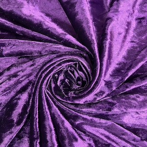 Samantha PURPLE Polyester Stretch Crushed Velvet Fabric by the Yard for Bows, Topknot, Head Wraps, Scrunchies, Clothes, Costumes, Crafts