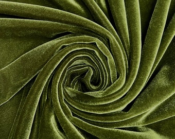 Princess OLIVE GREEN Polyester Spandex Stretch Velvet Fabric for Bows, Head Wraps, Top Knots, Scrunchies, Clothes, Costumes, Crafts