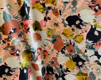 Sutton FLORAL Print 1 on Polyester Stretch Velvet for Bows, Topknot, Scrunchies, Clothes, Costumes, Crafts - 10171