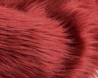 Eden BURGUNDY Shaggy Long Pile Soft Faux Fur Fabric for Fursuit, Cosplay Costume, Photo Prop, Trim, Throw Pillow, Crafts