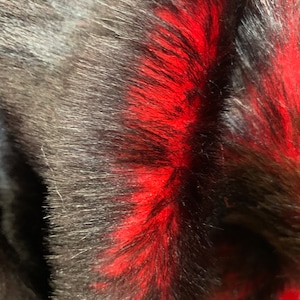 Zahra RED BLACK 0.75 Inch Short Pile Soft Faux Fur Fabric for Fursuit, Cosplay Costume, Photo Prop, Trim, Throw Pillow, Crafts - 10177
