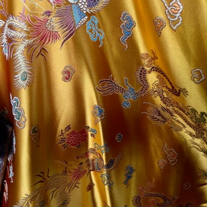 Hope DARK GOLD Dragon Brocade Chinese Satin Fabric by the Yard - 10040