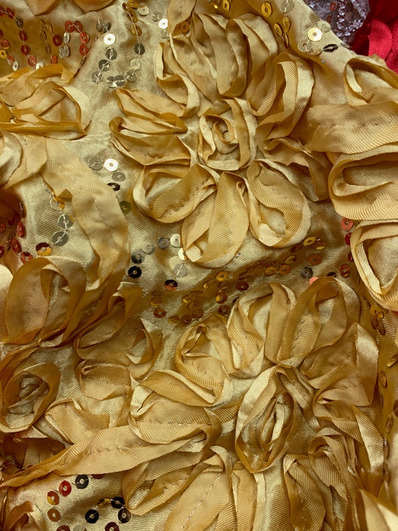 Allie DARK GOLD 3D Floral Polyester Satin Rosette With Sequins