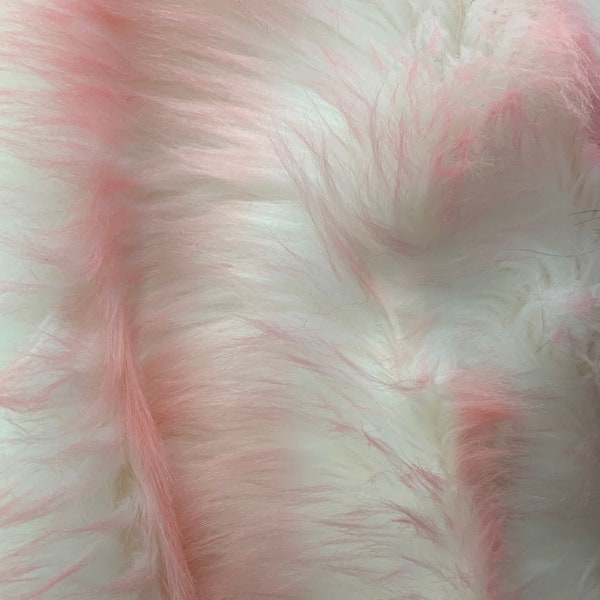 Bristol BABY PINK Tip Candy Shag Long Pile Soft Faux Fur Fabric for Fursuit, Cosplay Costume, Photo Prop, Trim, Throw Pillow, Crafts, etc.