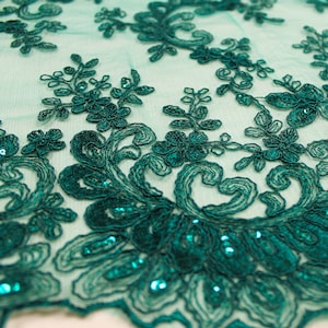 Melody HUNTER GREEN Polyester Floral Embroidery With Sequins - Etsy