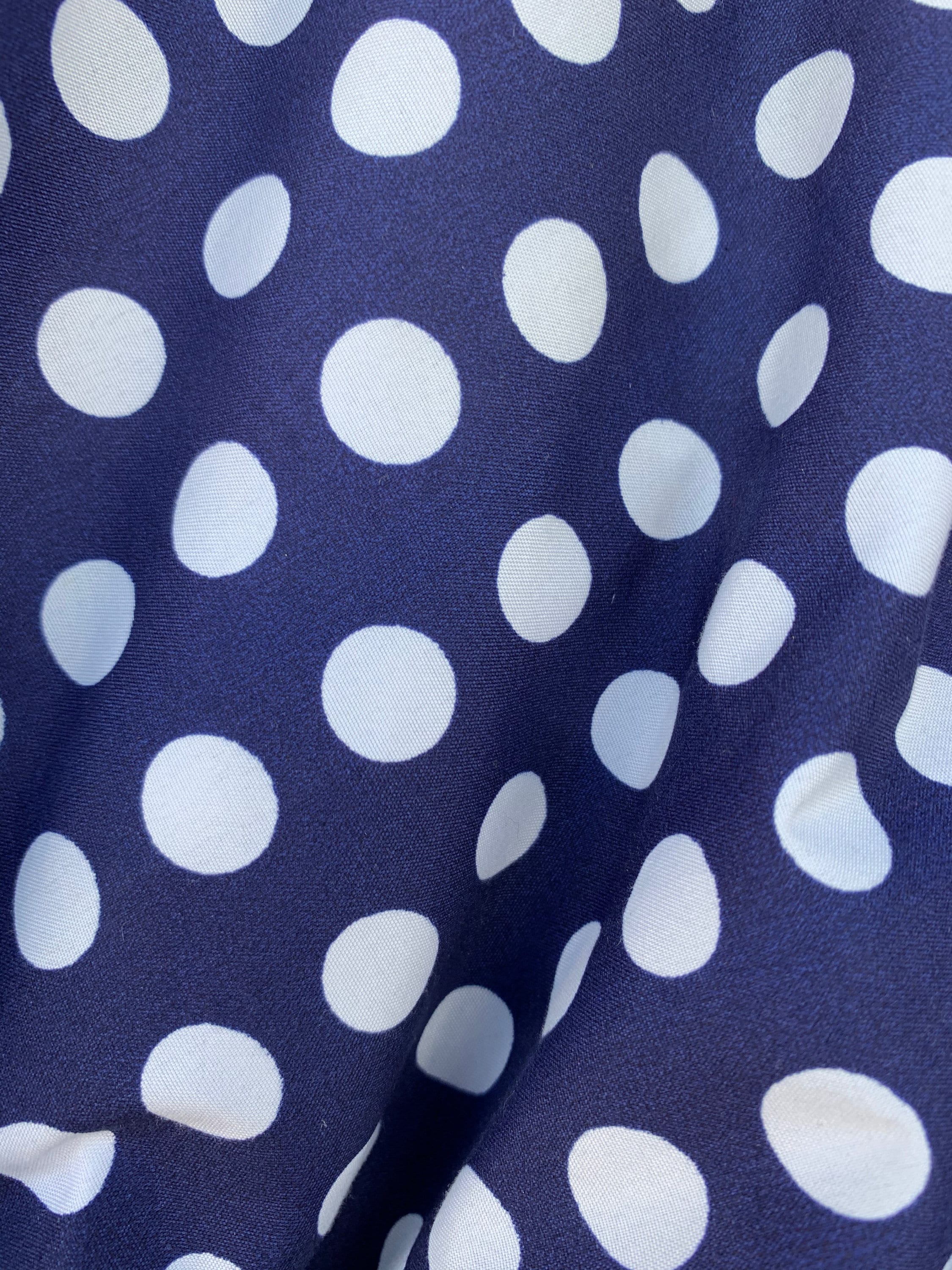 Jupe Adrianna Papell Bleu Marine à Pois En Soie - Taille 10, Mi-Mollet Évasée à Superposition