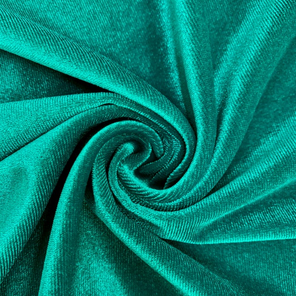 Princess JADE GREEN Polyester Spandex Stretch Velvet Fabric for Bows, Topknot, Scrunchies, Clothes, Costumes, Crafts - 10001