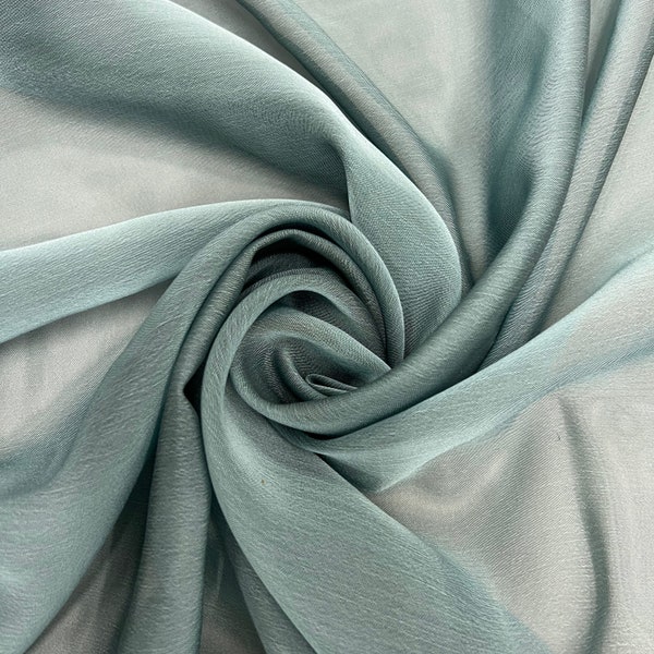 Jolene HUNTER GREEN AQUA Polyester Two-Tone Chiffon Fabric by the Yard - 10135