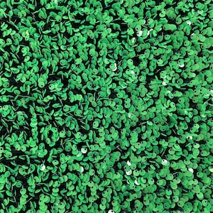 Stephanie GREEN Overlap Sequins on HUNTER GREEN Stretch Velvet Fabric by the Yard for Gowns, Apparel, Costumes, Crafts - 10185