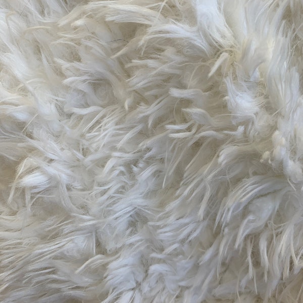 Poppy WHITE Mongolian Short Pile Soft Faux Fur Fabric for Fursuit, Cosplay Costume, Photo Prop, Trim, Throw Pillow, Crafts