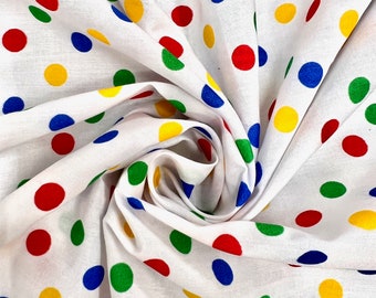 Aileen WHITE/MULTI COLOR 1 cm Polka Dots on Polyester Cotton Fabric for Non-Medical Face Mask Lining, Apparel, Quilts, Costumes, Crafts