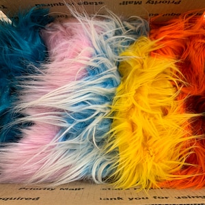 Wren VARIOUS COLORS Soft Faux Fur Fabric Scraps/Remnants/Off Cuts for Collage, Jig & Fly Tying, Doll, Hair, Hat Crafts - 10136