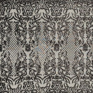 Phoebe ZWARTE pailletten op meshkantstof op maat gesneden - 10062