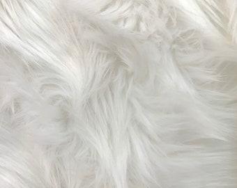 Sasha WHITE 2 Inch Long Pile Soft Luxury Faux Fur Fabric Fursuit, Cosplay Costume, Photo Prop, Trim, Throw Pillow, Crafts