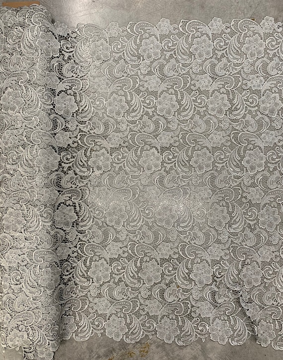 Maggie GREY Guipure Venice Heavy Lace Fabric by the Yard 10019 Etsy
