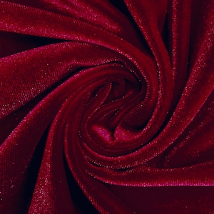 Princess CRANBERRY Polyester Spandex Stretch Velvet Fabric by the Yard for Tops, Dresses, Skirts, Dance Wear, Costumes, Crafts - 10001