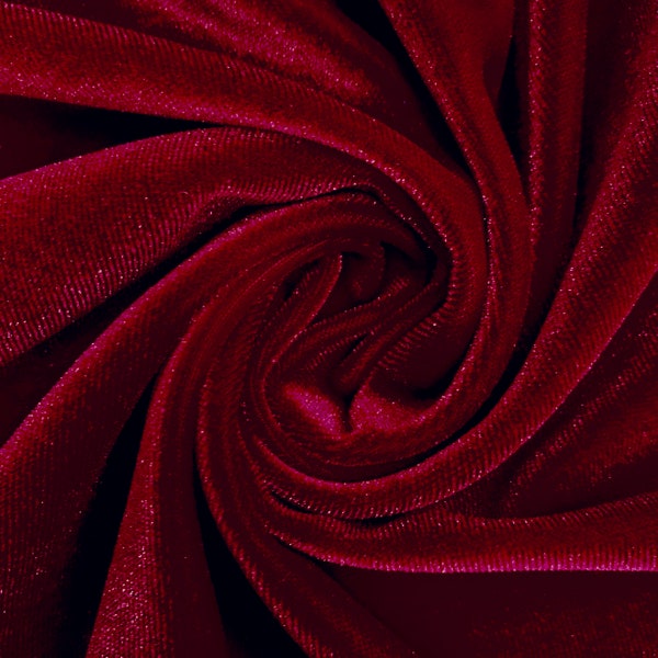 Princess CRANBERRY Polyester Spandex Stretch Velvet Fabric by the Yard for Tops, Dresses, Skirts, Dance Wear, Costumes, Crafts - 10001