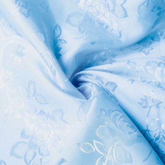 Kayla LIGHT BLUE Polyester Floral Jacquard Brocade Satin | Etsy