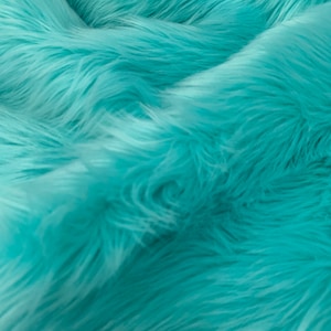 Sasha AQUAMARINE 2 Inch Long Pile Soft Luxury Faux Fur Fabric Fursuit, Cosplay Costume, Photo Prop, Trim, Throw Pillow, Crafts