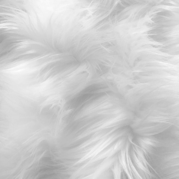 Eden WHITE Shaggy Long Pile Soft Faux Fur Fabric for Fursuit, Cosplay Costume, Photo Prop, Trim, Throw Pillow, Crafts NewFabricsDaily