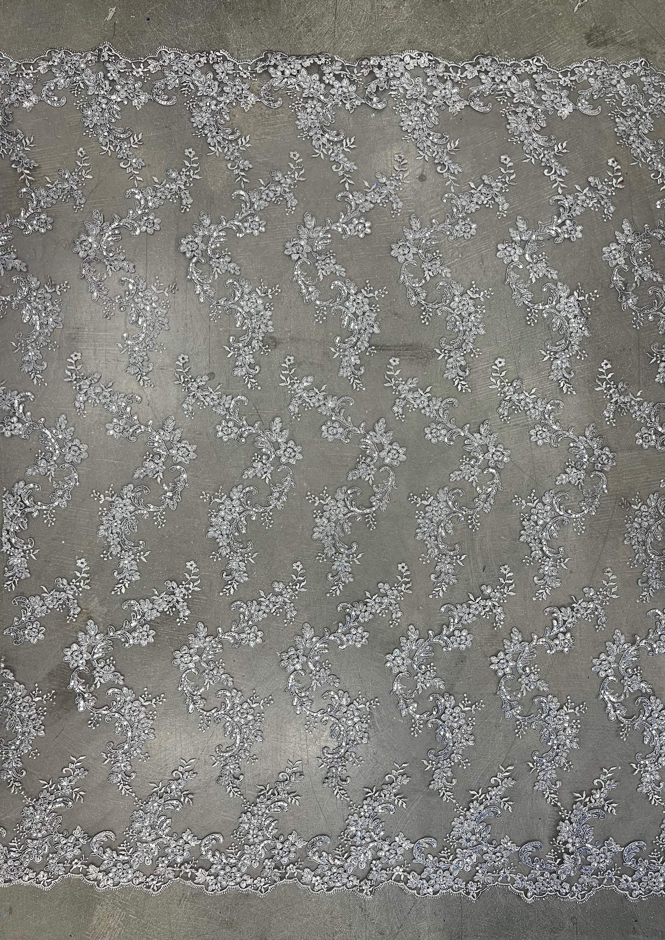 Cristina SILVER GREY Polyester Floral Embroidery With Sequins on