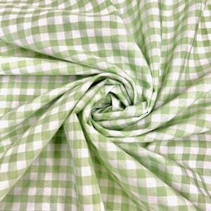 Carly SAGE Mini Checkered Gingham Poly Cotton Fabric by the Yard - 10114