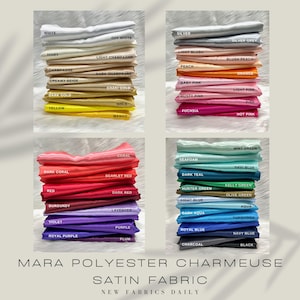 Mara Polyester Charmeuse Satin Fabric by the Yard for Bridal Dresses, Gowns, Clothes,  Lining, Party Decorations, Costumes, Crafts