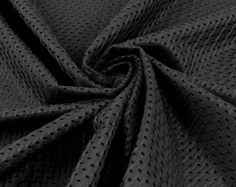 Sawyer BLACK Polyester Football Sports Mesh Knit Fabric by the