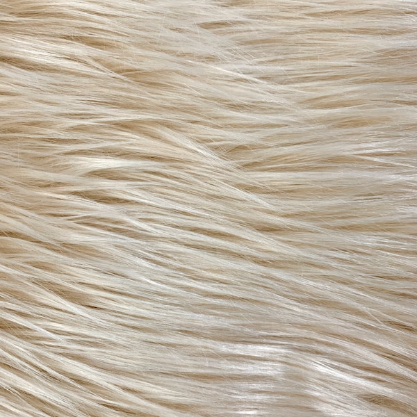 Eden OATMEAL Shaggy Long Pile Soft Faux Fur Fabric for Fursuit, Cosplay Costume, Photo Prop, Trim, Throw Pillow, Crafts