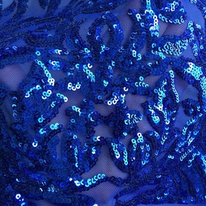 Phoebe ROYAL BLUE Sequins on Mesh Lace Fabric by the Yard - Etsy