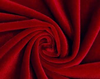 Princess DARK RED Polyester Spandex Stretch Velvet Fabric for Bows, Top Knots, Head Wraps, Scrunchies, Clothes, Costumes, Crafts - 10001