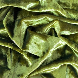 Samantha OLIVE GREEN Polyester Stretch Crushed Velvet Fabric by the Yard for Bows, Topknot. Headwraps, Scrunchies, Clothes, Costumes, Crafts