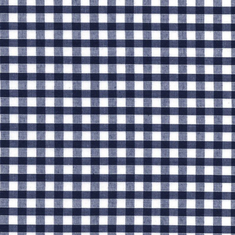 Carly NAVY BLUE Mini Checkered Gingham Poly Cotton Fabric by the Yard 10114 image 1