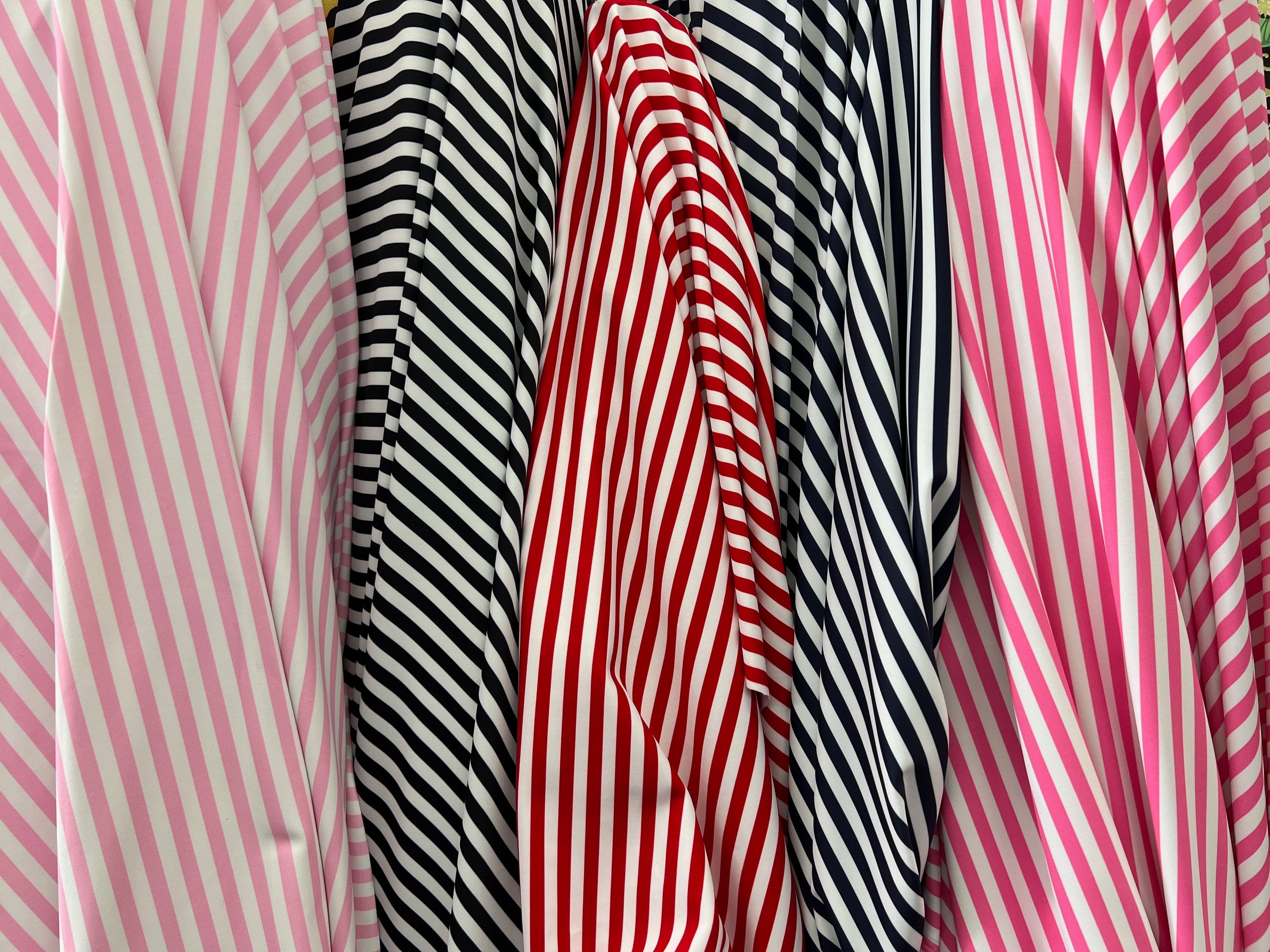 Clarissa Quarter Stripes Printed Nylon Spandex 4-way Stretch Medium Weight Fabric for Apparel, Activewear, Sportswear, Costumes, Crafts