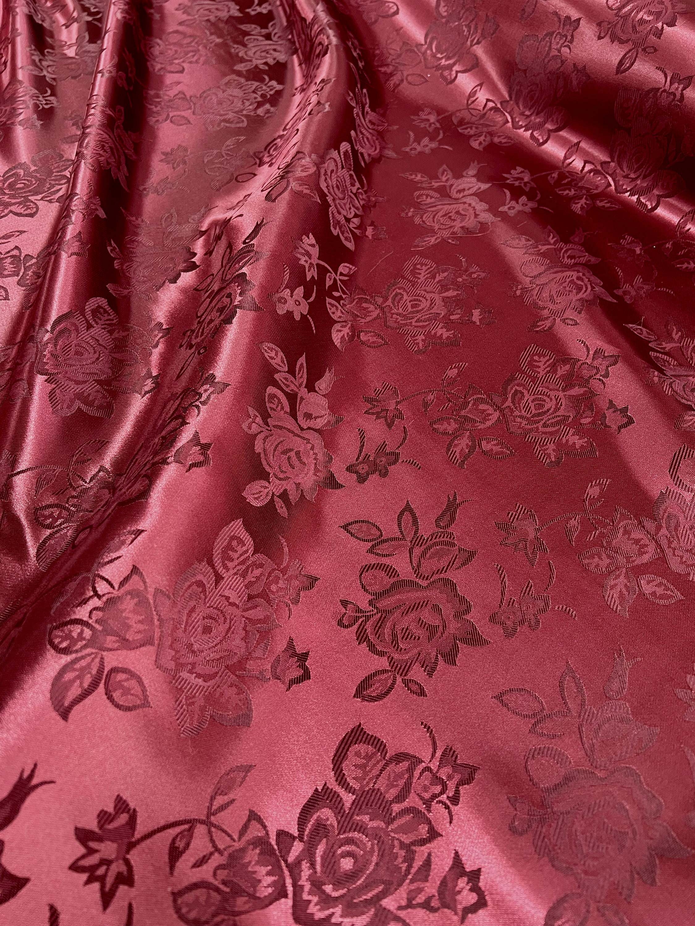 Kayla BURGUNDY Polyester Floral Jacquard Brocade Satin Fabric - Etsy