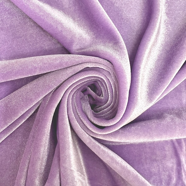 Princess LIGHT LAVENDER Polyester Spandex Stretch Velvet Fabric by the Yard for Tops, Dresses, Skirts, Dance Wear, Costumes, Crafts - 10001