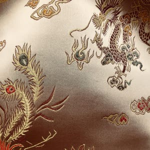 Hope GOLD Dragon Brocade Chinese Satin Fabric by the Yard - 10040