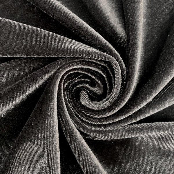 Princess CHARCOAL GREY-B Polyester Spandex Stretch Velvet Fabric by the Yard for Tops, Dresses, Skirts, Dance Wear, Costumes, Crafts - 10001