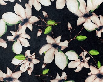 Sutton FLORAL Print 13 on Polyester Stretch Velvet for Bows, Topknot, Scrunchies, Clothes, Costumes, Crafts - 10171