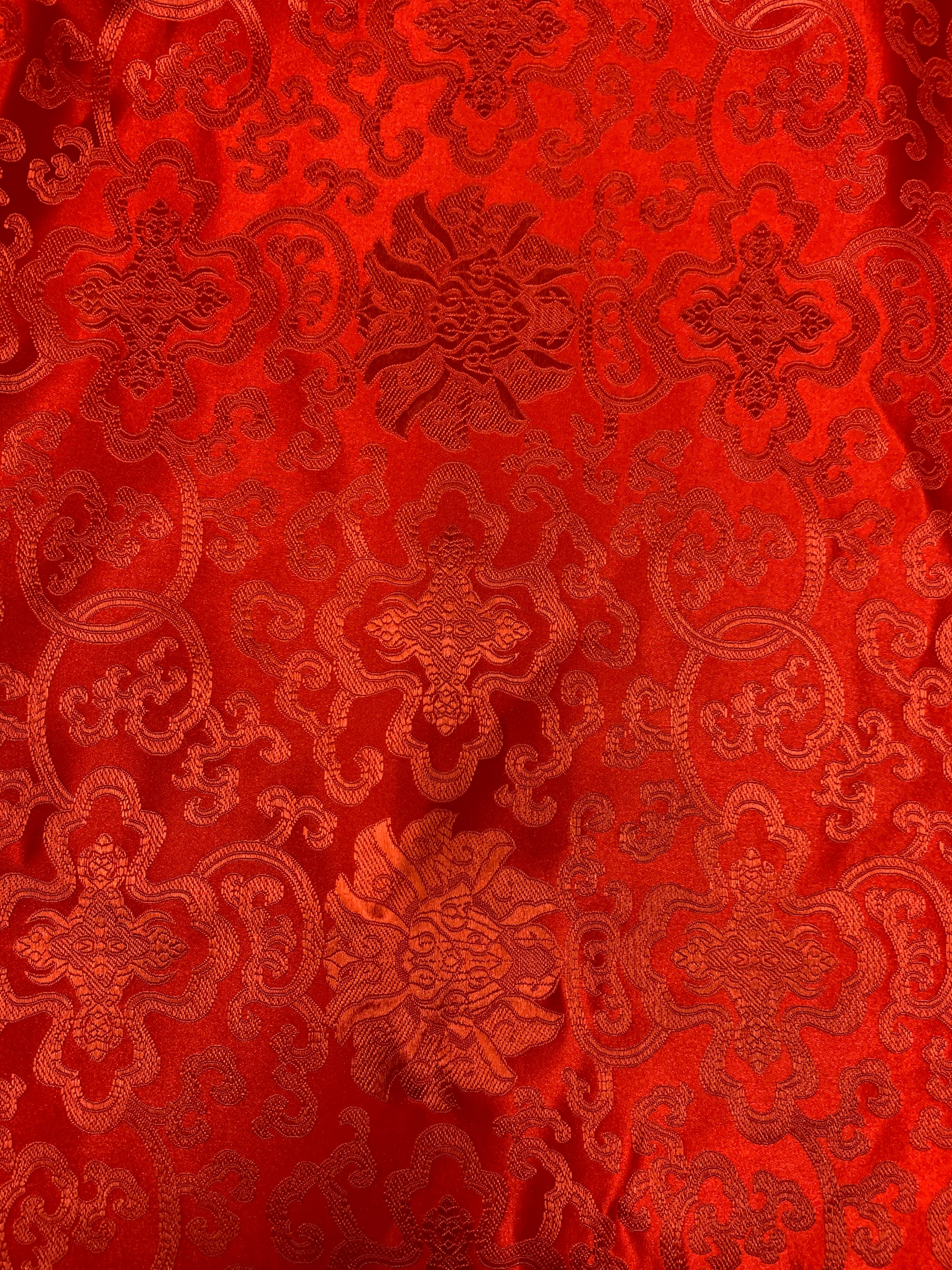 【8/16迄】Blood Drop Brocade アーティストプルーフ fab Adelaide RED Chinese Brocade Satin Fabric by the Yard