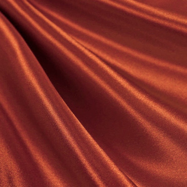 Eliza BURNT ORANGE Shiny Heavy Bridal Wedding Satin Fabric by the Yard - 10009